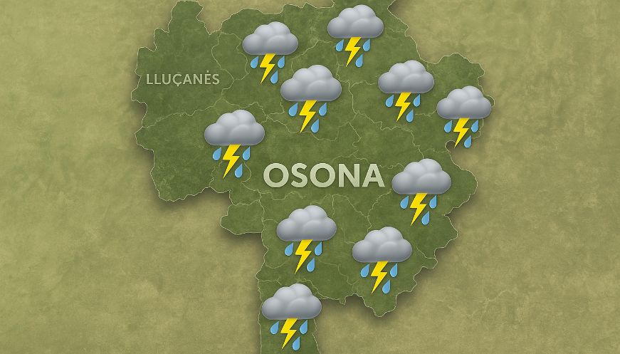 Activat l'Inuncat per intensitat de pluges: Osona i el Lluçanès dins de les zones d'alerta