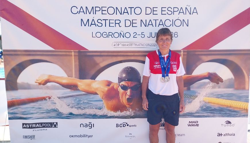 Maria Gràcia Masgrau aconsegueix dues medalles de plata al Campionat d'Espanya Màster de natació