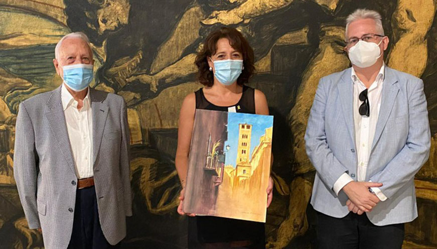 El pintor vigatà Estrada Vilarrasa dóna una pintura original a l’Ajuntament de Vic